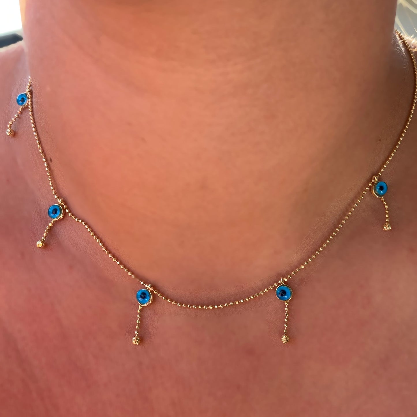 925 Ayar Gümüş Nazar Göz Sallantılı Choker Kolye