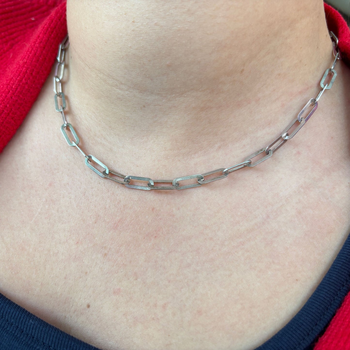 925 Ayar Gümüş Rodyum Kaplama Ataç Model Choker Kolye