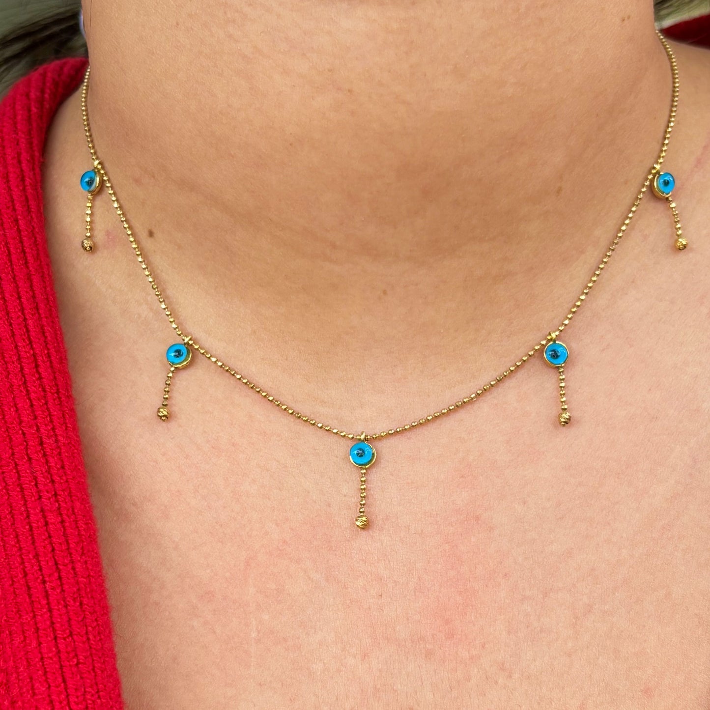 925 Ayar Gümüş Nazar Göz Sallantılı Choker Kolye