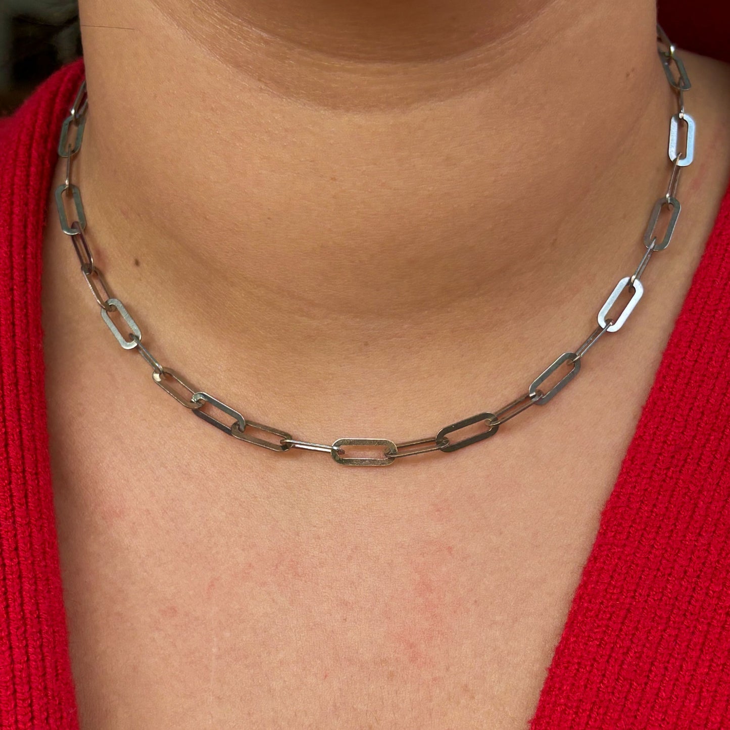 925 Ayar Gümüş Rodyum Kaplama Ataç Model Choker Kolye
