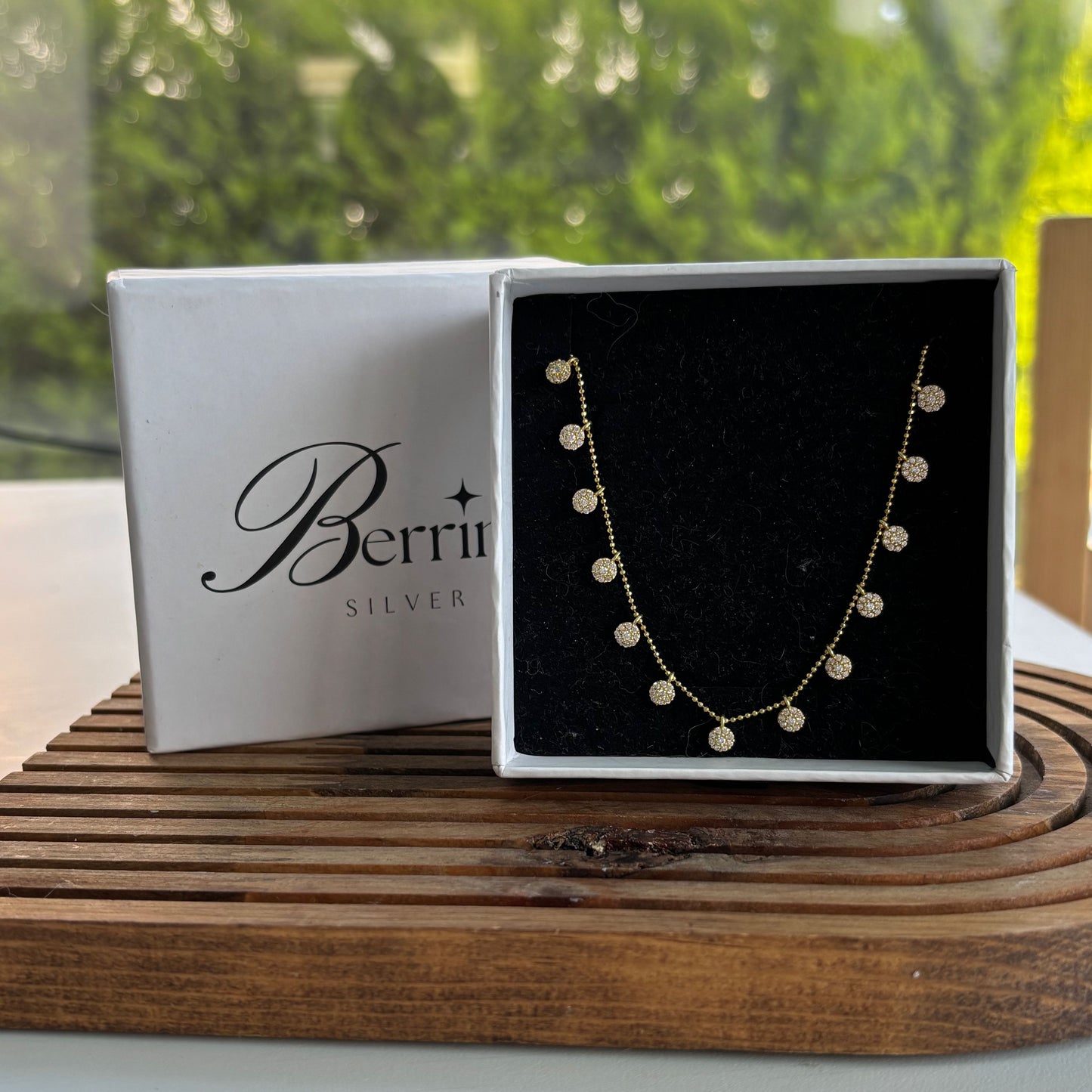 925 Ayar Gümüş Altın Kaplama Zirkon Taşlı Choker Kolye