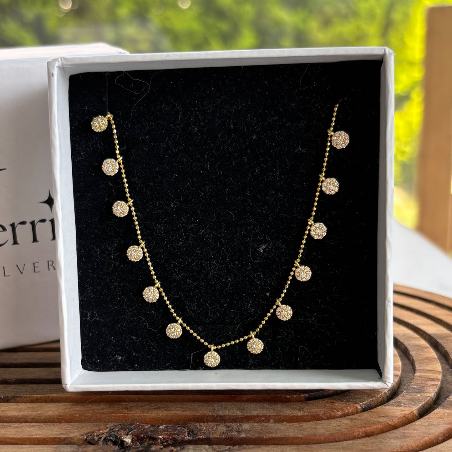 925 Ayar Gümüş Altın Kaplama Zirkon Taşlı Choker Kolye