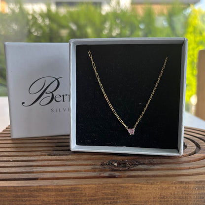 925 Ayar Gümüş Altın Kaplama Zirkon Taşlı Ataç Model Choker Kolye