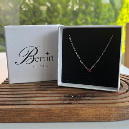 925 Ayar Gümüş Rodyum Kaplama Zirkon Taşlı Ataç Model Choker Kolye