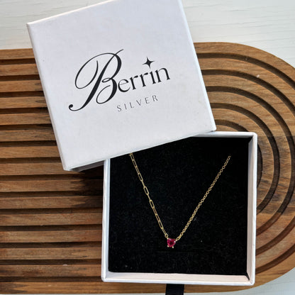 925 Ayar Gümüş Altın Kaplama Zirkon Taşlı Ataç Model Choker Kolye